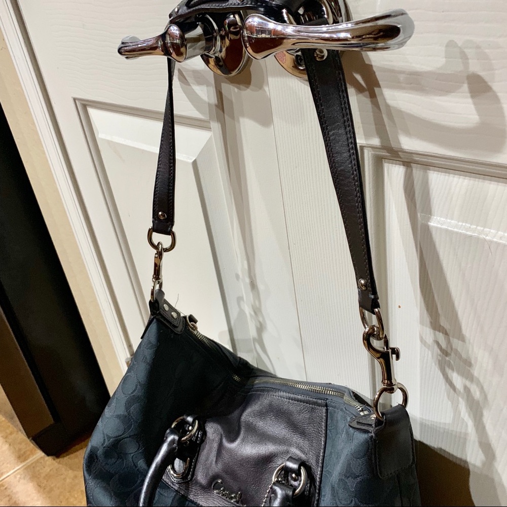 Coach Steel Blue/Grey Fabric/Leather Bag - Picture 3 of 8
